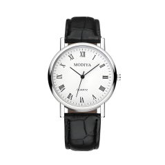 Montre à Quartz pour Hommes Modiya Bracelet en Cuir PU Chiffre Romain Blanc Noir — ECO · Smarty Paris 18e